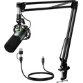 MAONO PD200XS - Micrófono Dinámico XLR/USB RGB con Brazo Telescópico - PC - USB