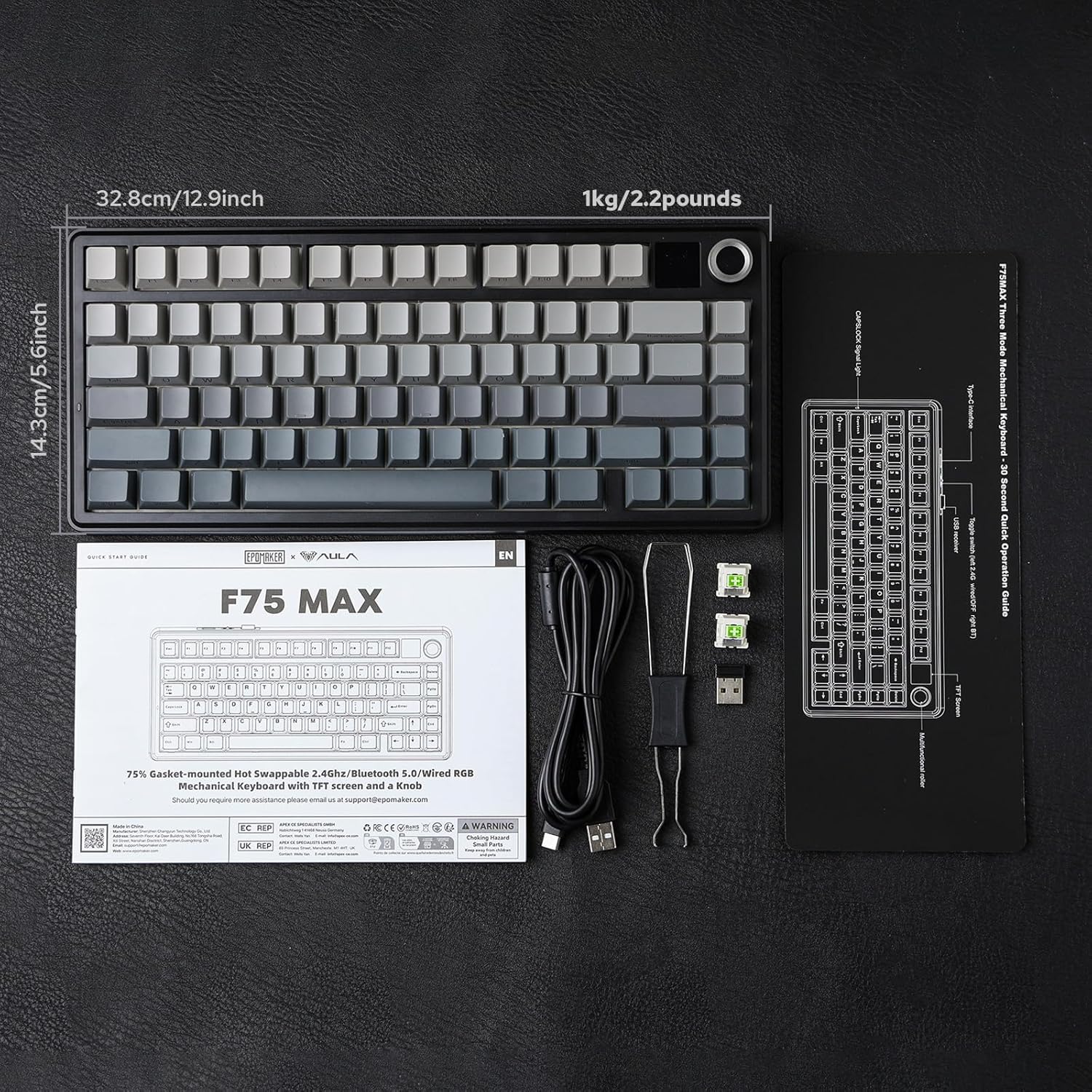 EPOMAKER x AULA F75 MAX - Teclado Mecánico Inalámbrico - RGB - QWERTY - Gaming