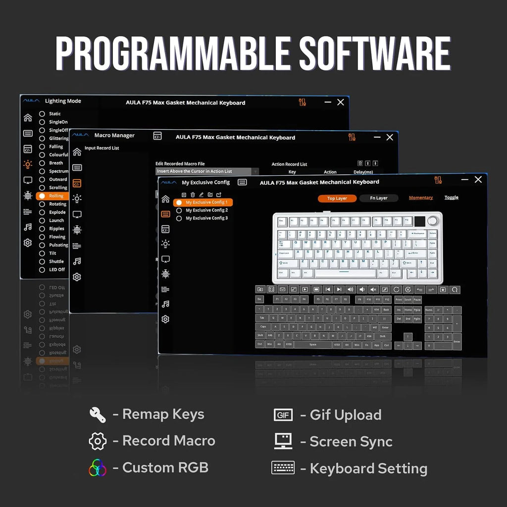 EPOMAKER x AULA F75 MAX - Teclado Mecánico Inalámbrico - RGB - QWERTY - Gaming
