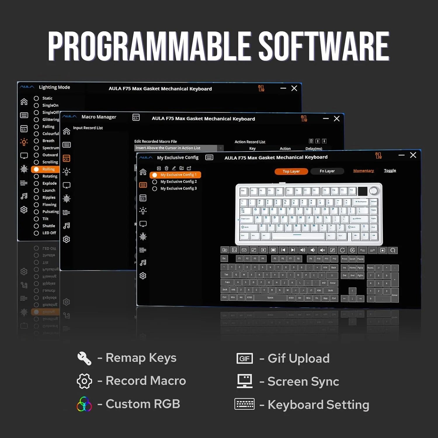 EPOMAKER x AULA F75 MAX - Teclado Mecánico Inalámbrico - RGB - QWERTY - Gaming