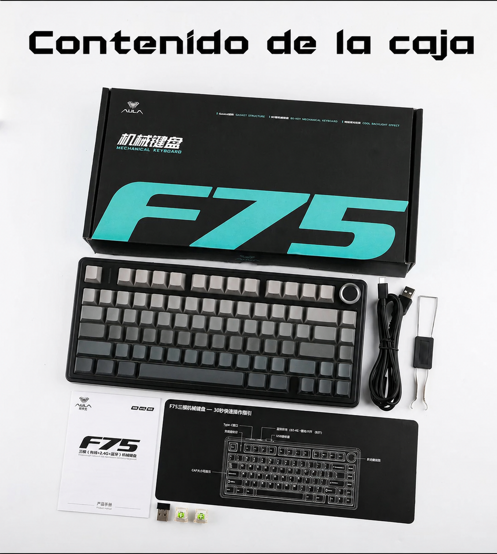 EPOMAKER x AULA F75 - Teclado Mecánico Inalámbrico - RGB - 75% - QWERTY - Gaming