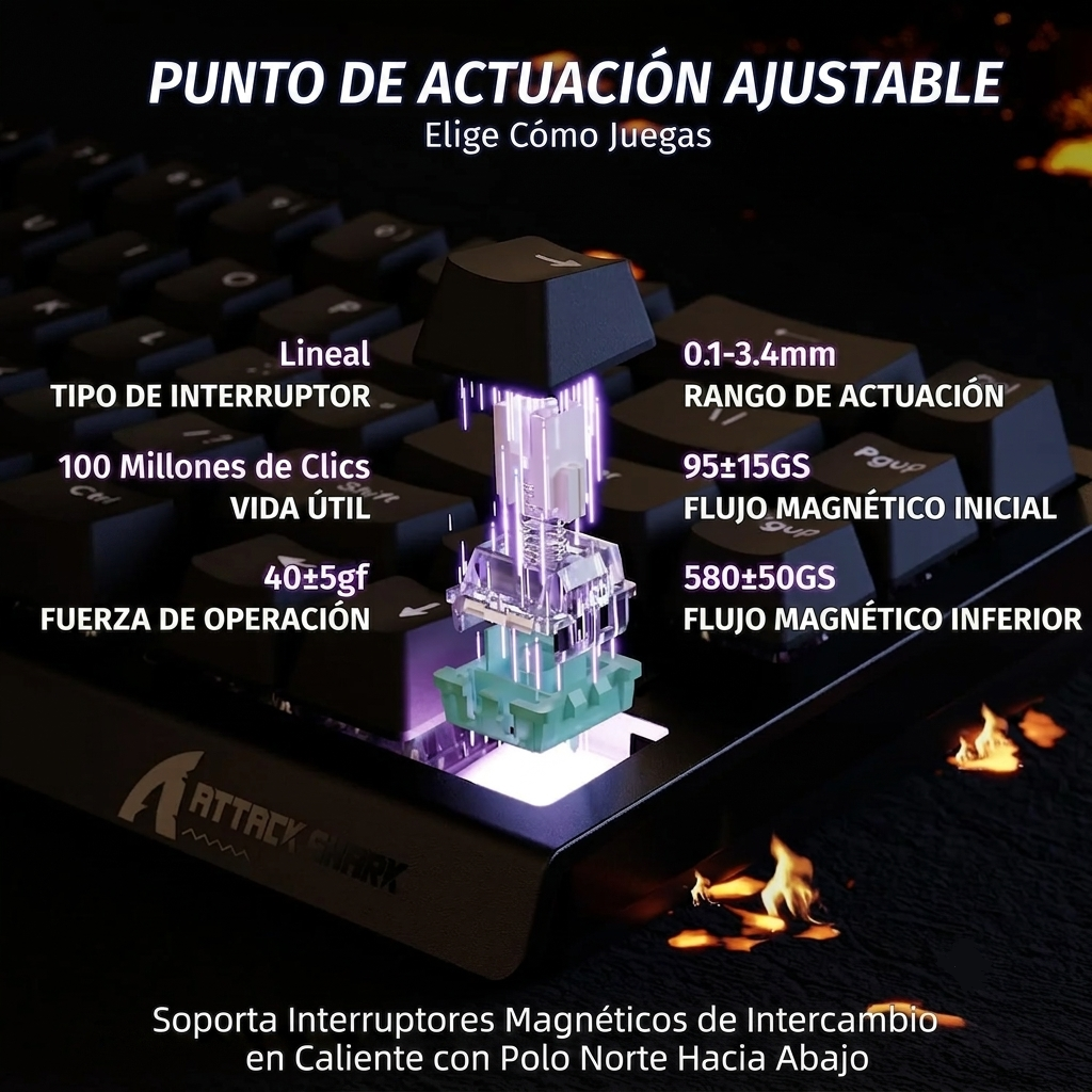 ATTACK SHARK X68 HE Rapid Trigger - Teclado gaming magnético de alta gama