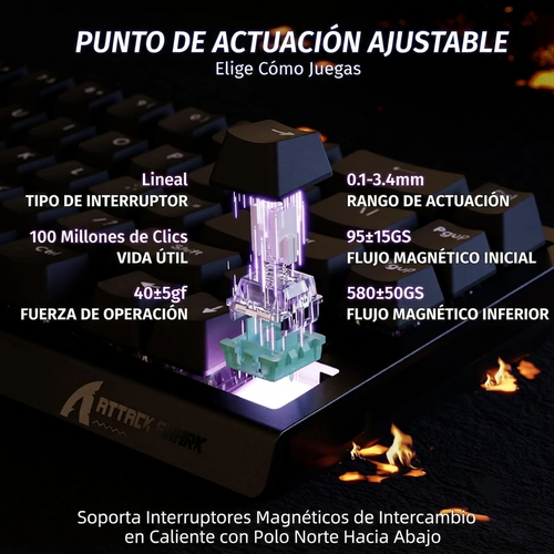 ATTACK SHARK X68 HE Rapid Trigger - Teclado gaming magnético de alta gama