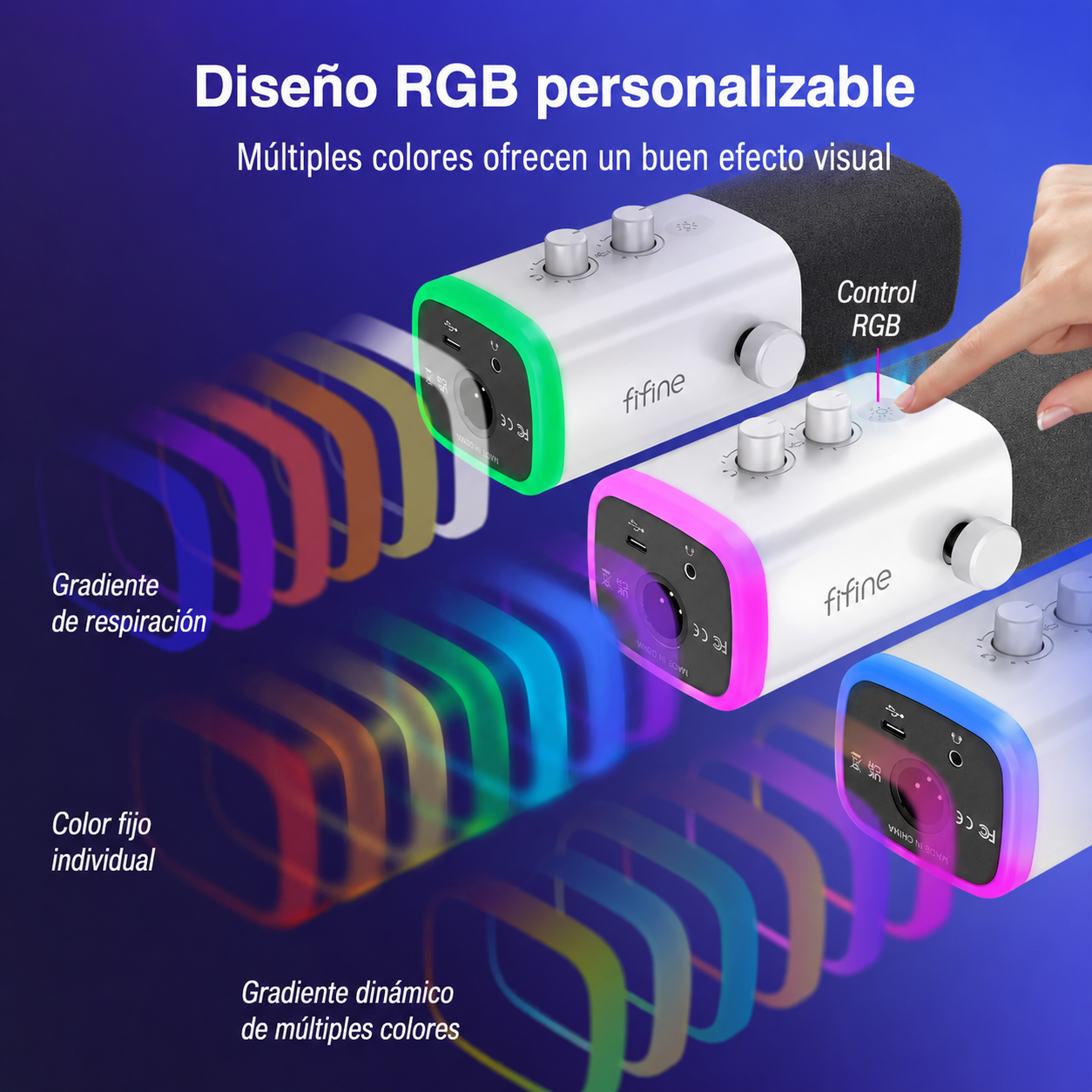 Fifine AM8 - Micrófono Estudio XLR/USB - RGB - PC/PS4/PS5 - USB - Streaming
