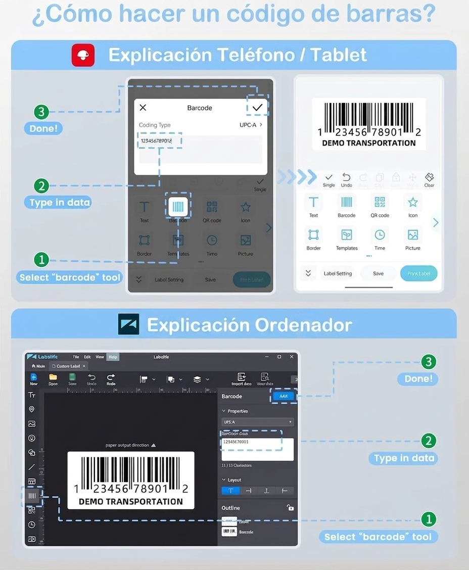 Phomemo M110 - Impresora térmica portátil - Bluetooth - Con app - Pegatinas