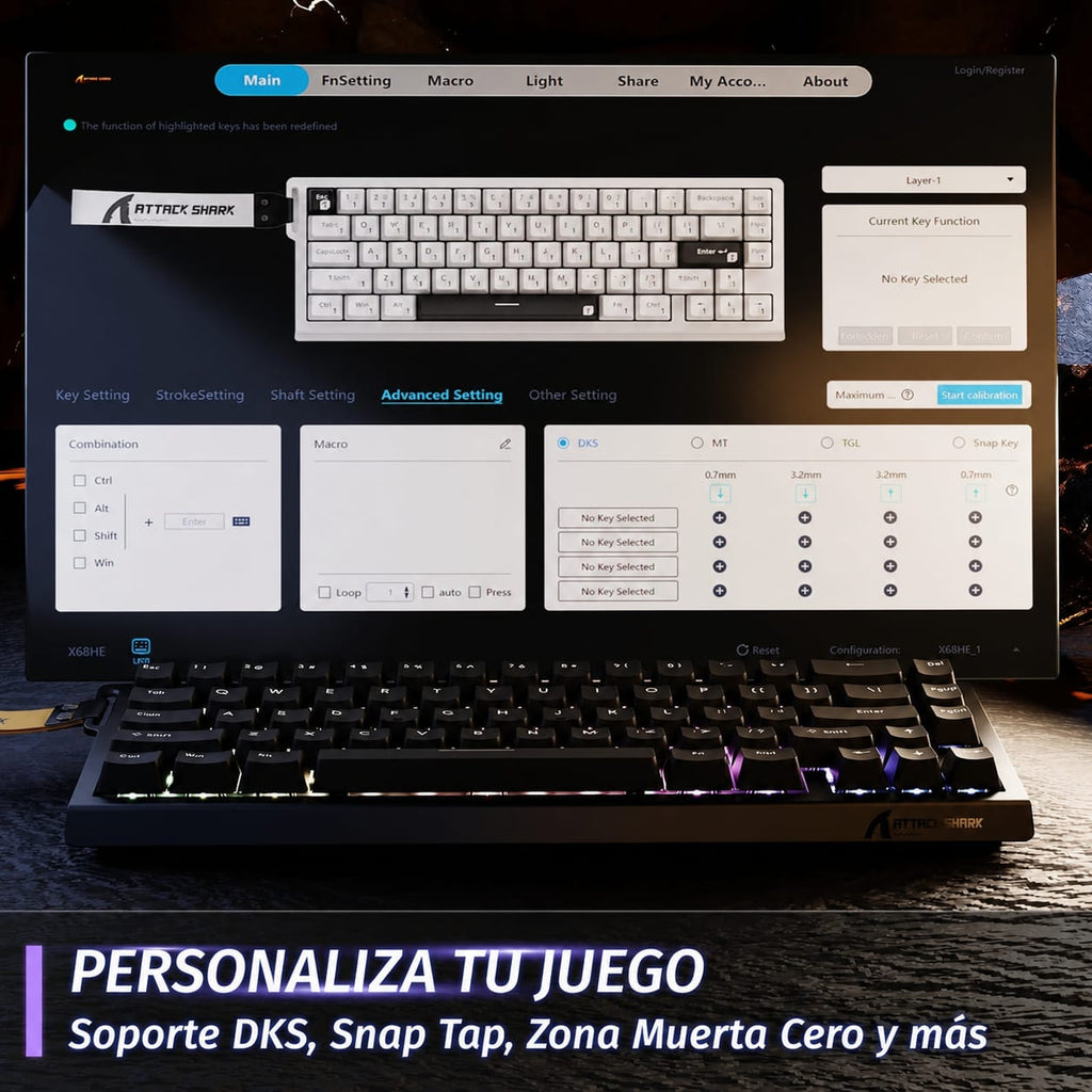 ATTACK SHARK X68 HE Rapid Trigger - Teclado gaming magnético de alta gama