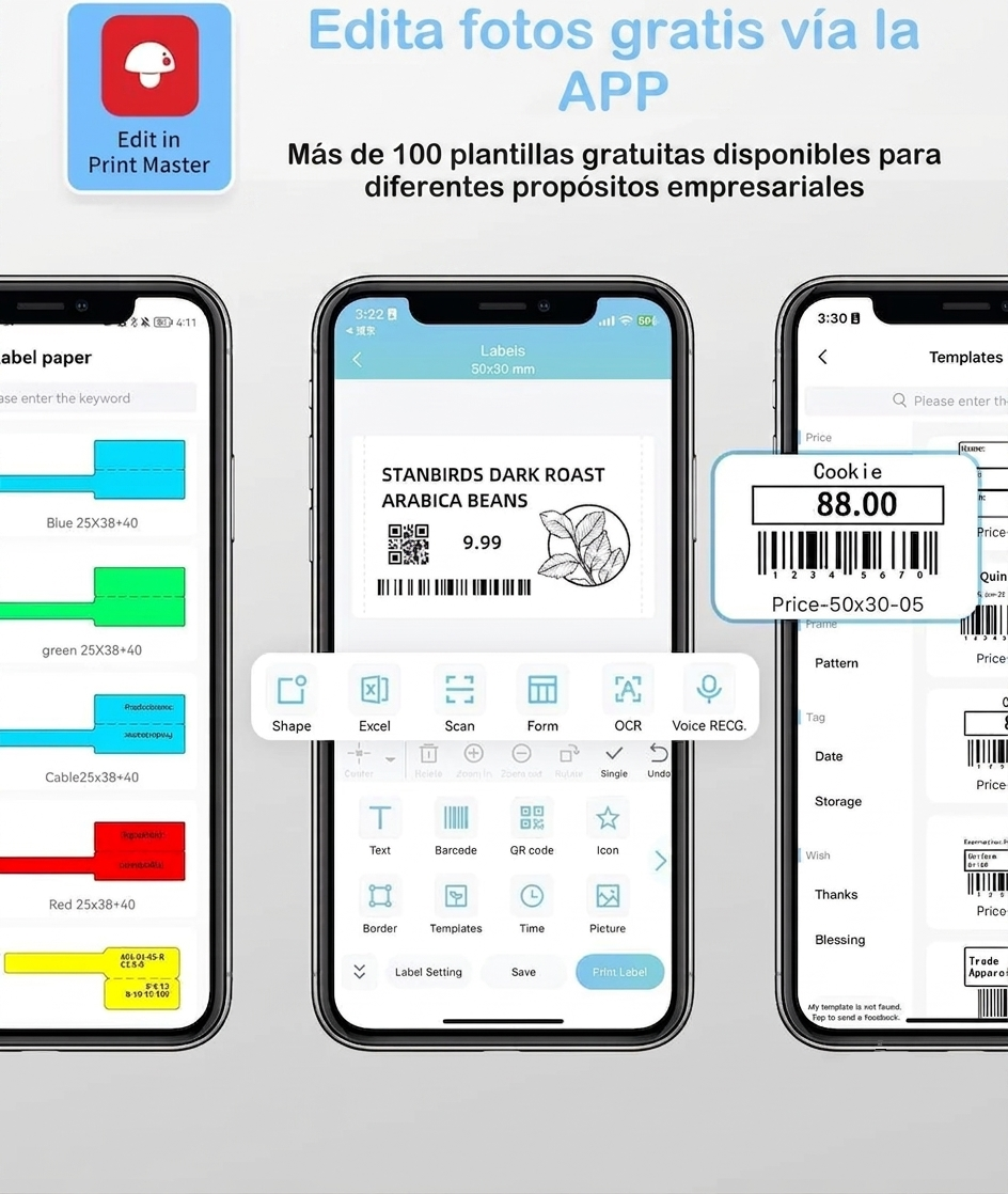Phomemo M110 - Impresora térmica portátil - Bluetooth - Con app - Pegatinas