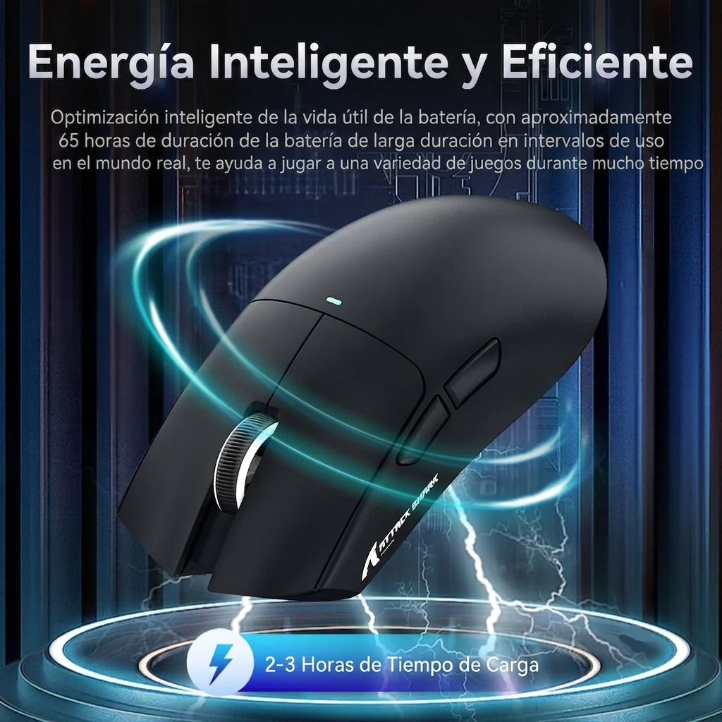 ATTACK SHARK X11 - Ratón Gaming RGB - Cargador Magnético - Peso 59g - Bluetooth